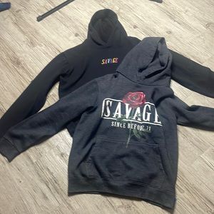 Gray and black hoodies